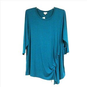 New! Avenue Asymmetric Tunic Top 18/20 Teal Solid